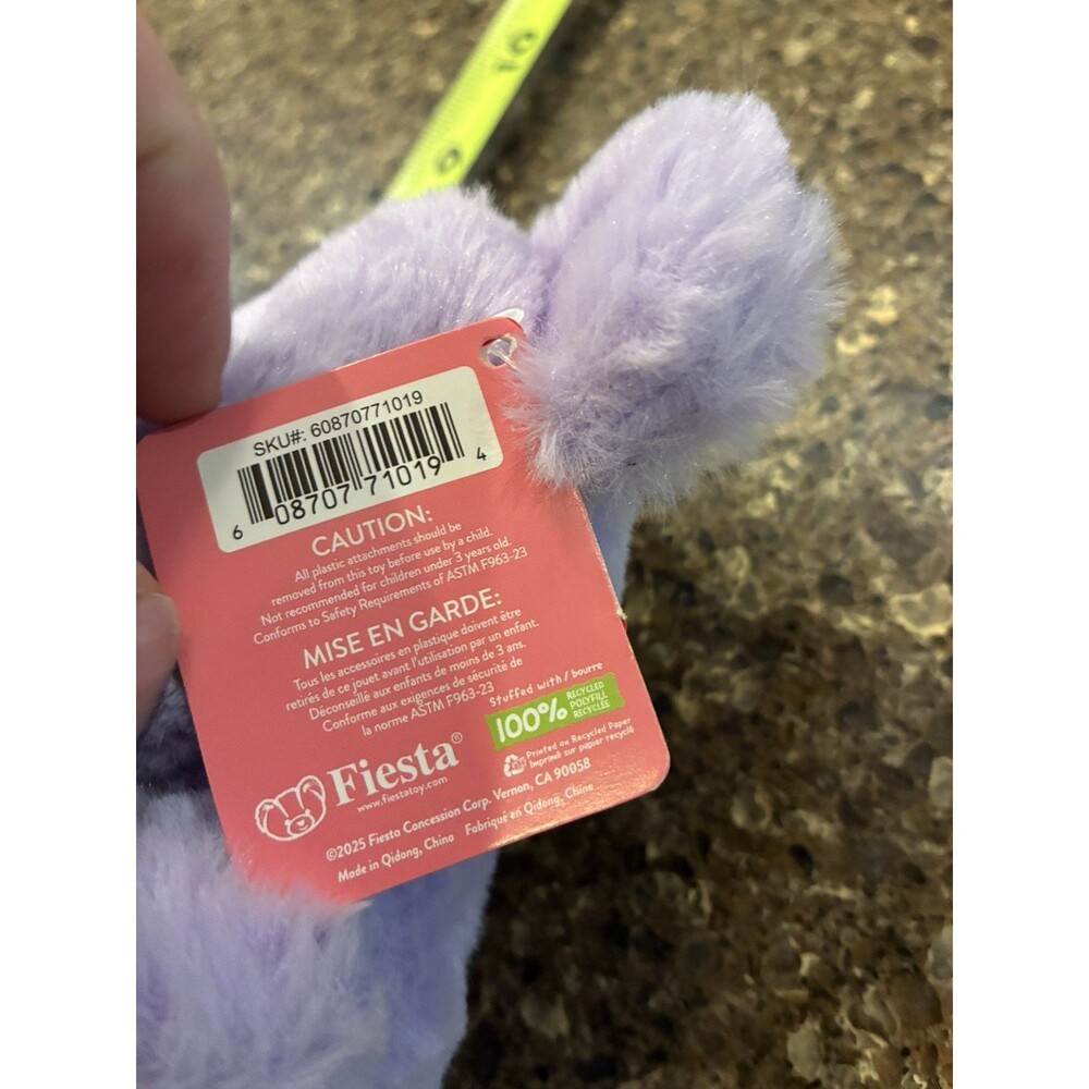 Fiesta Purple & White Plush Teddy Bear w/ XOXO Heart 8 in With Tags - Picture 3 of 3